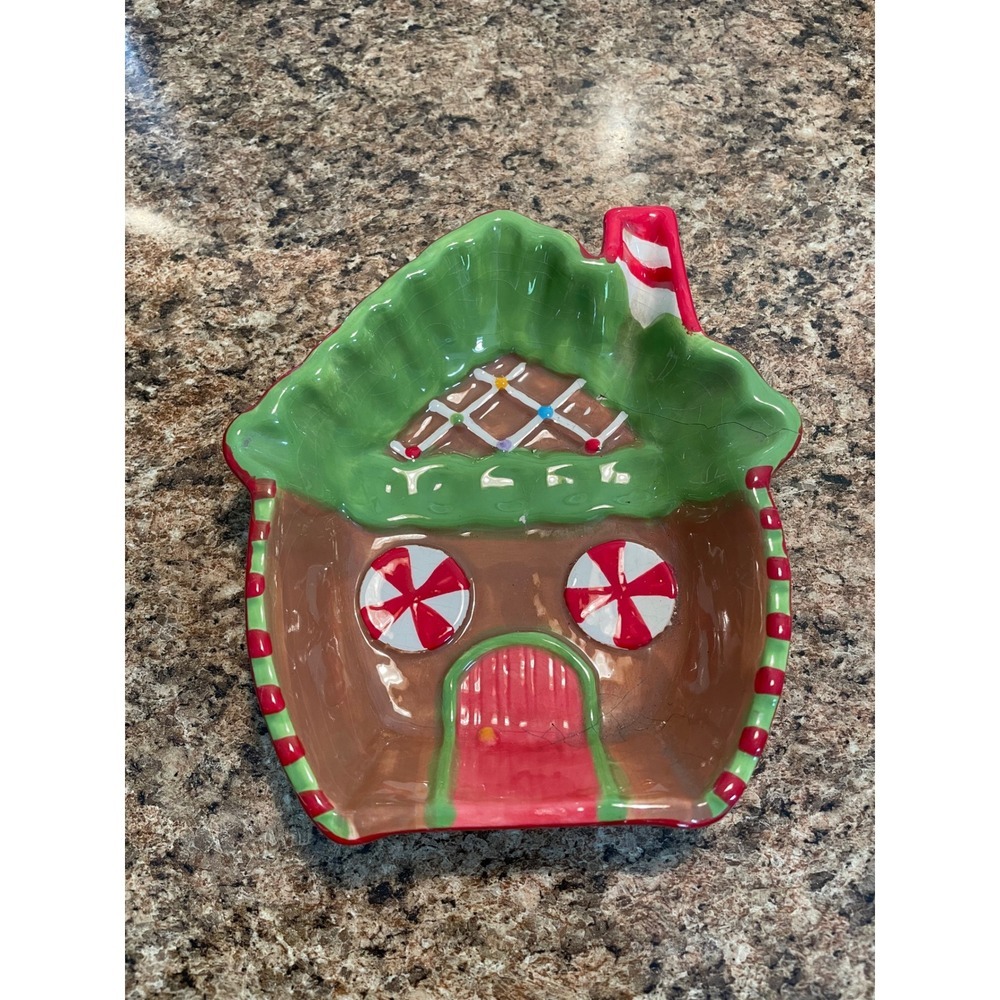 Christmas Gingerbread House Candy Dish Plate Holiday Decor‎ MSC
